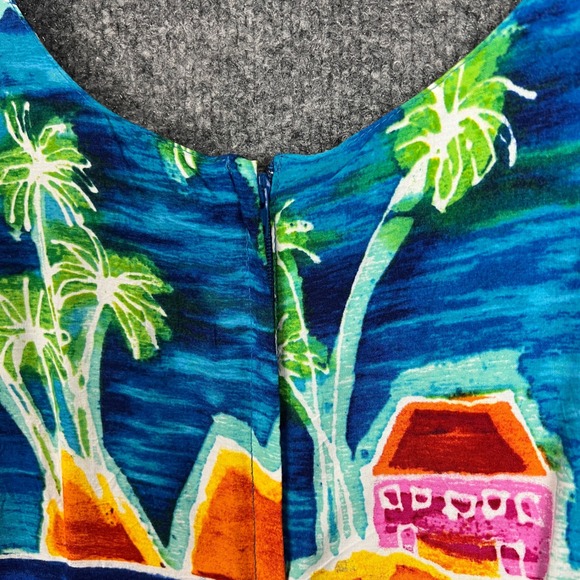 Vintage Jams world Hawaiian Tropical Fish Beach Dress Sleeveless Blue Size L - Picture 5 of 10